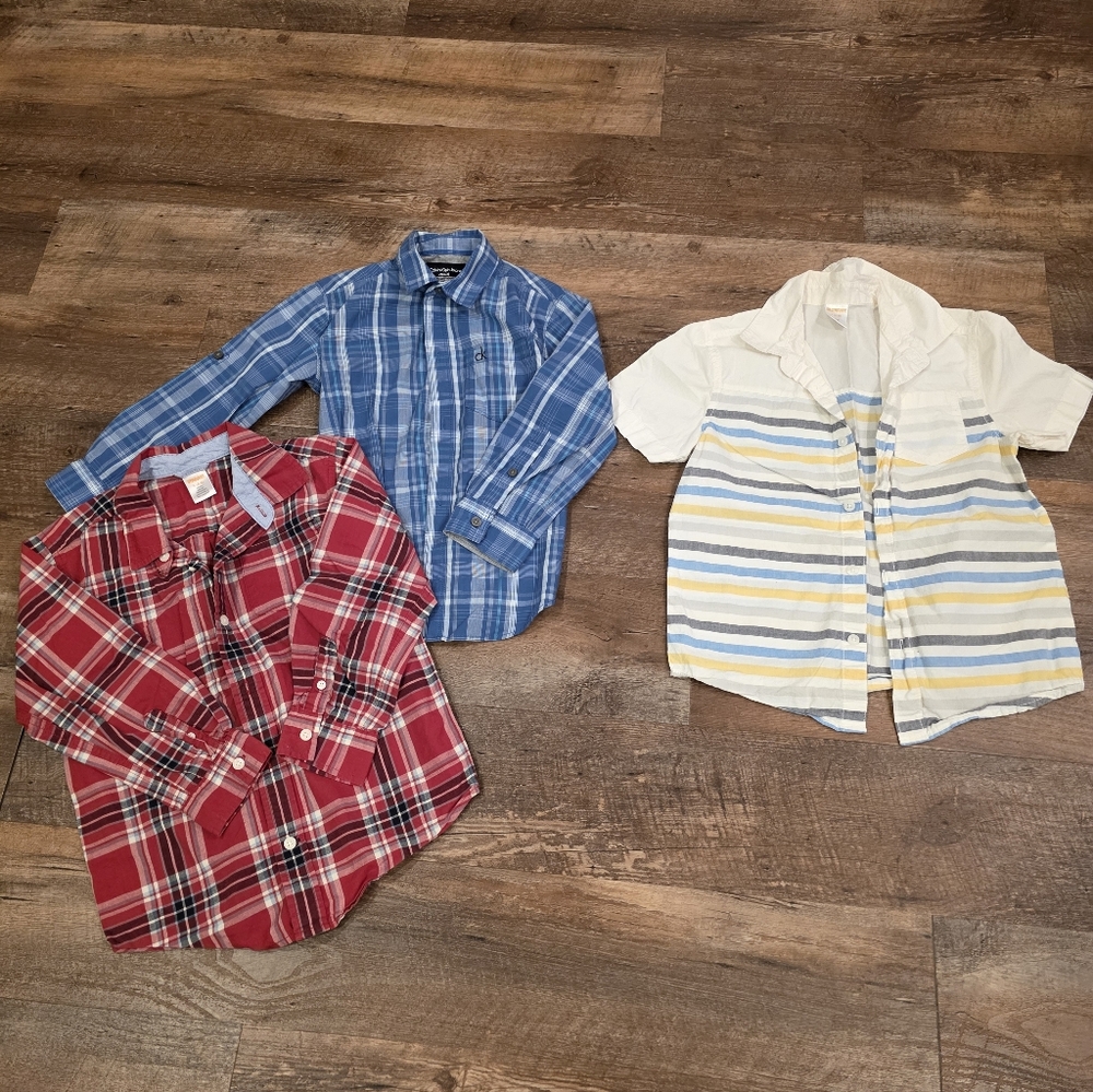 Boys Size 5-6 Gymboree And Calvin Klein Set Of 3 Button Down Shirts